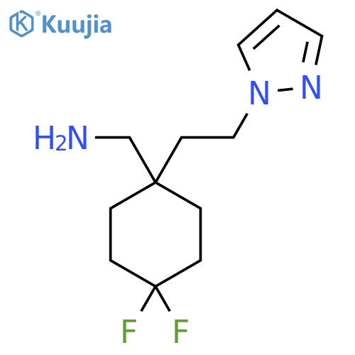 {4,4-difluoro-1-2-(1H-pyrazol-1-yl)ethylcyclohexyl}methanamine structure