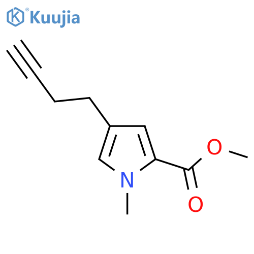 methyl 4-(but-3-yn-1-yl)-1-methyl-1H-pyrrole-2-carboxylate structure