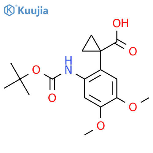 1-(2-{(tert-butoxy)carbonylamino}-4,5-dimethoxyphenyl)cyclopropane-1-carboxylic acid structure
