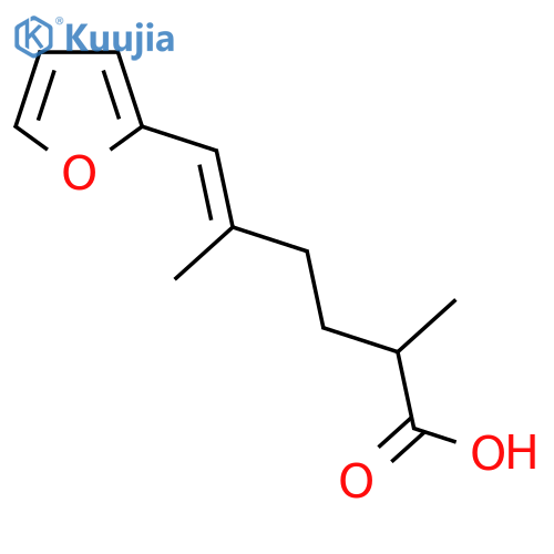 6-(furan-2-yl)-2,5-dimethylhex-5-enoic acid structure