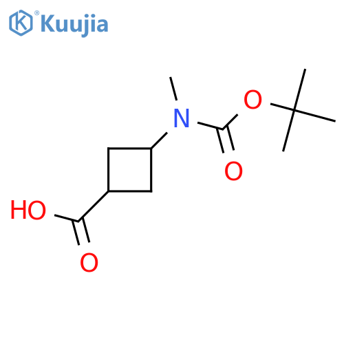 cis-3-[tert-butoxycarbonyl(methyl)amino]cyclobutanecarboxylic acid structure