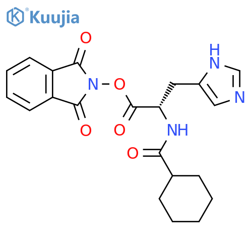 1,3-dioxo-2,3-dihydro-1H-isoindol-2-yl (2S)-2-(cyclohexylformamido)-3-(1H-imidazol-4-yl)propanoate structure