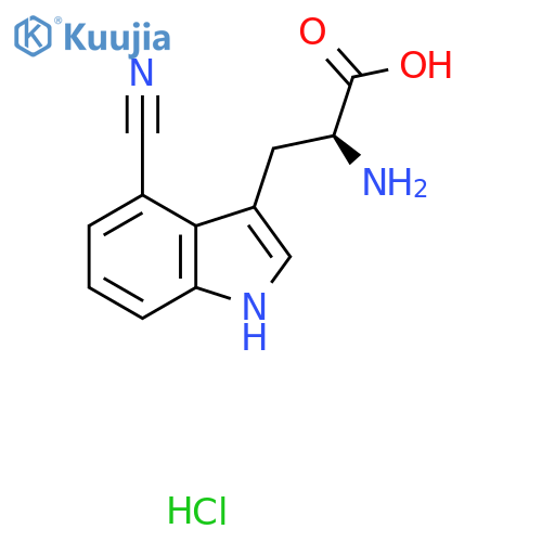(2S)-2-amino-3-(4-cyano-1H-indol-3-yl)propanoic acid hydrochloride structure