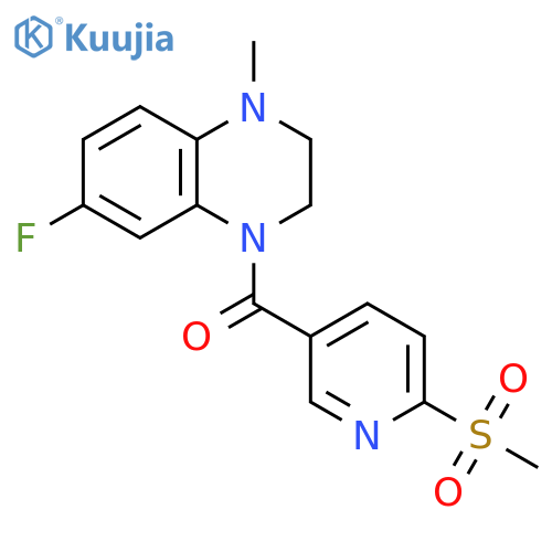(7-Fluoro-3,4-dihydro-4-methyl-1(2H)-quinoxalinyl)[6-(methylsulfonyl)-3-pyridinyl]methanone structure