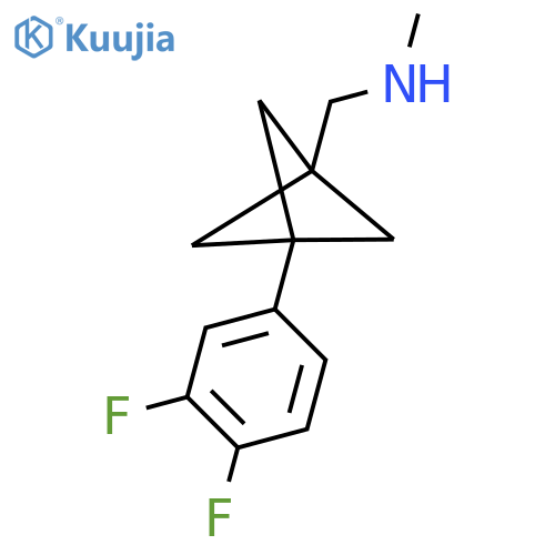 {[3-(3,4-Difluorophenyl)bicyclo[1.1.1]pentan-1-yl]methyl}(methyl)amine structure