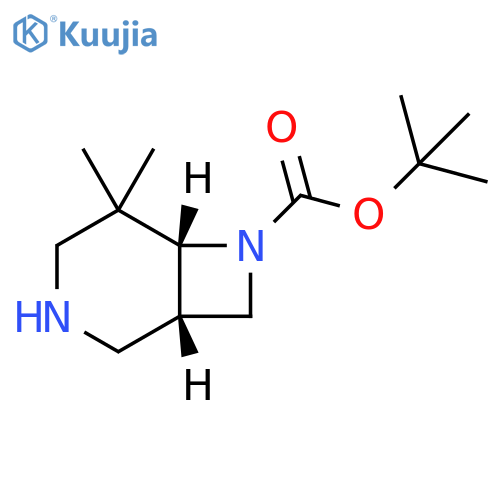 tert-butyl (1S,6R)-5,5-dimethyl-3,7-diazabicyclo[4.2.0]octane-7-carboxylate structure