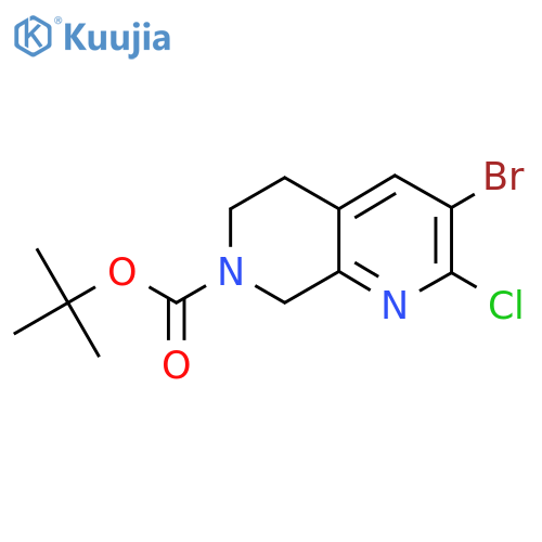tert-butyl 3-bromo-2-chloro-5,6,7,8-tetrahydro-1,7-naphthyridine-7-carboxylate structure