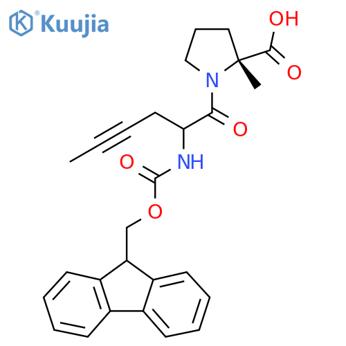 (2R)-1-2-({(9H-fluoren-9-yl)methoxycarbonyl}amino)hex-4-ynoyl-2-methylpyrrolidine-2-carboxylic acid structure