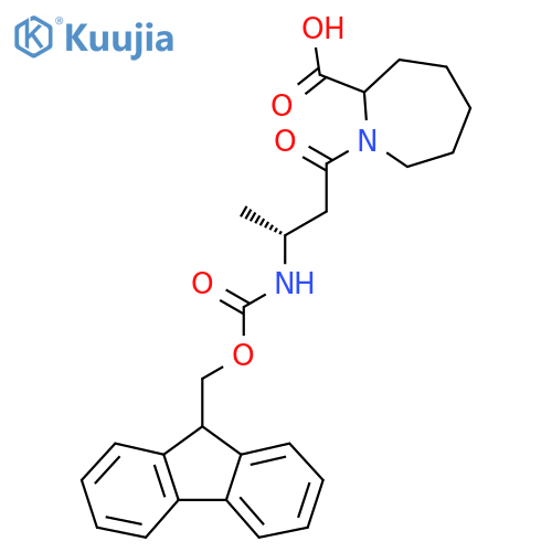 1-(3R)-3-({(9H-fluoren-9-yl)methoxycarbonyl}amino)butanoylazepane-2-carboxylic acid structure