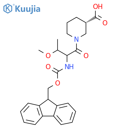 (3S)-1-2-({(9H-fluoren-9-yl)methoxycarbonyl}amino)-3-methoxybutanoylpiperidine-3-carboxylic acid structure