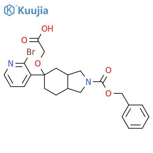 2-({2-[(benzyloxy)carbonyl]-5-(2-bromopyridin-3-yl)-octahydro-1H-isoindol-5-yl}oxy)acetic acid structure