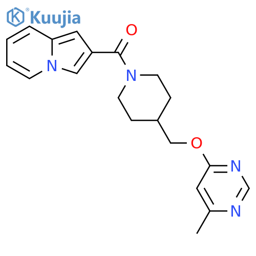 2-(4-{(6-methylpyrimidin-4-yl)oxymethyl}piperidine-1-carbonyl)indolizine structure