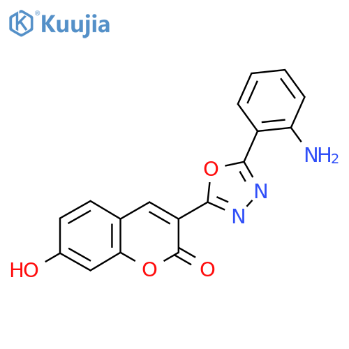 3-[5-(2-aminophenyl)-1,3,4-oxadiazol-2-yl]-7-hydroxy-2H-chromen-2-one structure