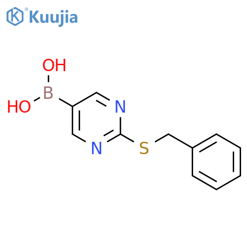[2-(Benzylsulfanyl)pyrimidin-5-yl]boronic acid structure