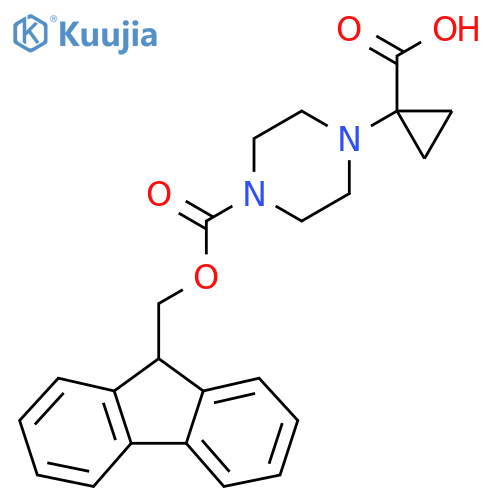 1-[4-(9H-Fluoren-9-ylmethoxycarbonyl)piperazin-1-yl]cyclopropane-1-carboxylic acid structure