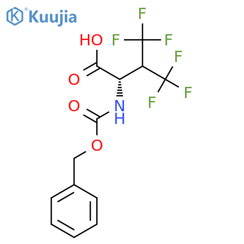 (2S)-2-{(benzyloxy)carbonylamino}-4,4,4-trifluoro-3-(trifluoromethyl)butanoic acid structure