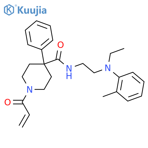N-[2-(N-Ethyl-2-methylanilino)ethyl]-4-phenyl-1-prop-2-enoylpiperidine-4-carboxamide structure