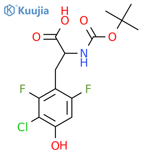 2-{(tert-butoxy)carbonylamino}-3-(3-chloro-2,6-difluoro-4-hydroxyphenyl)propanoic acid structure