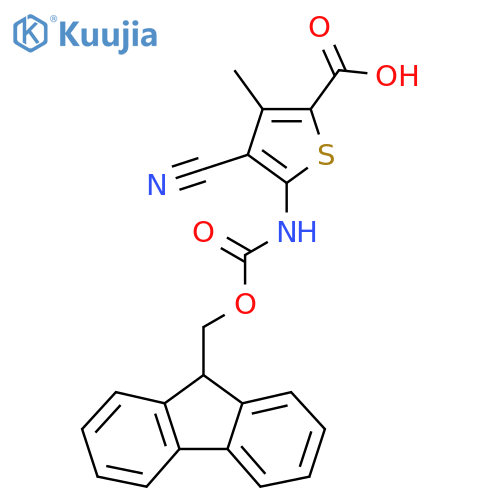 4-cyano-5-({[(9H-fluoren-9-yl)methoxy]carbonyl}amino)-3-methylthiophene-2-carboxylic acid structure
