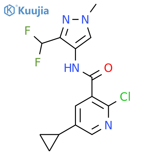 2-chloro-5-cyclopropyl-N-[3-(difluoromethyl)-1-methyl-1H-pyrazol-4-yl]pyridine-3-carboxamide structure