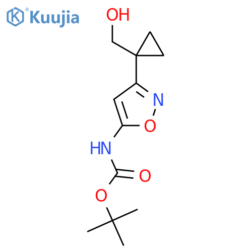 tert-butyl N-{3-1-(hydroxymethyl)cyclopropyl-1,2-oxazol-5-yl}carbamate structure