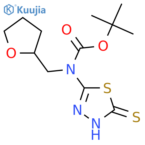 tert-butyl N-(oxolan-2-yl)methyl-N-(5-sulfanyl-1,3,4-thiadiazol-2-yl)carbamate structure