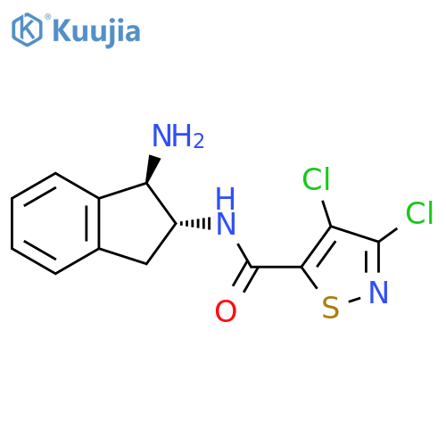 N-(1R,2R)-1-amino-2,3-dihydro-1H-inden-2-yl-3,4-dichloro-1,2-thiazole-5-carboxamide structure
