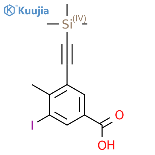 3-iodo-4-methyl-5-2-(trimethylsilyl)ethynylbenzoic acid structure