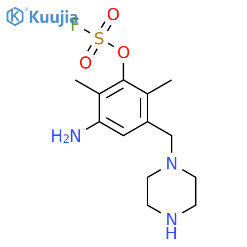 3-Amino-2,6-dimethyl-5-[(piperazin-1-yl)methyl]phenyl sulfurofluoridate structure