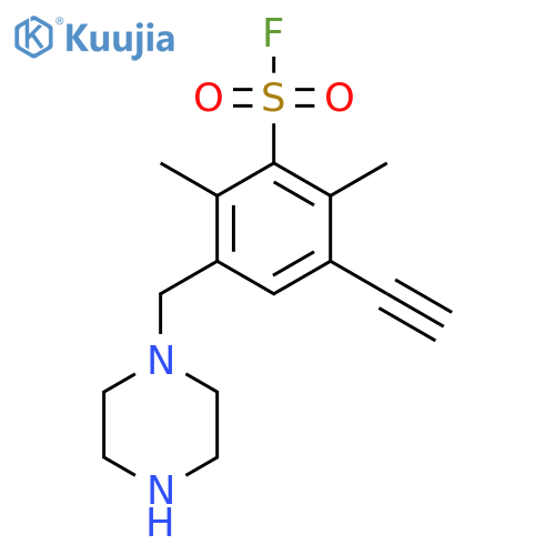 3-Ethynyl-2,6-dimethyl-5-[(piperazin-1-yl)methyl]benzene-1-sulfonyl fluoride structure