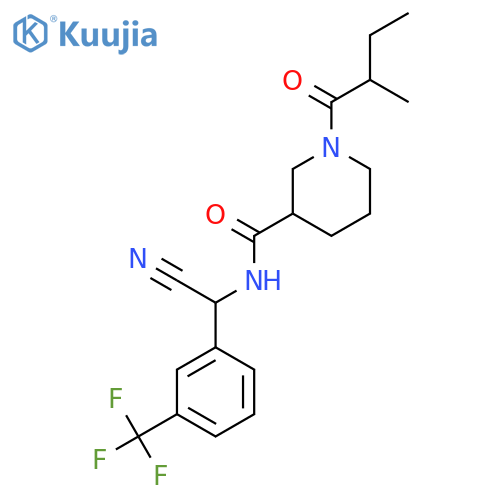 N-{cyano[3-(trifluoromethyl)phenyl]methyl}-1-(2-methylbutanoyl)piperidine-3-carboxamide structure