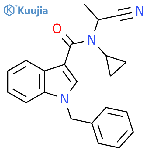 1-benzyl-N-(1-cyanoethyl)-N-cyclopropyl-1H-indole-3-carboxamide structure