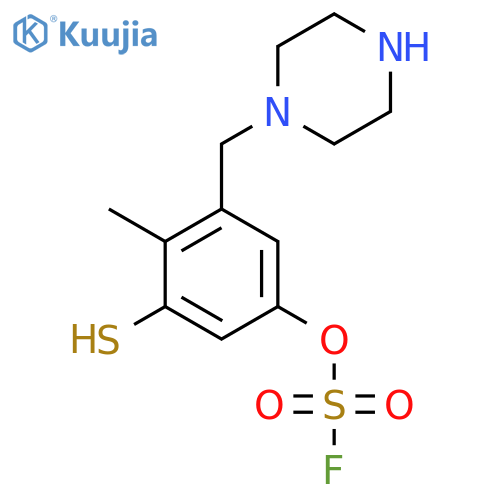 4-Methyl-3-[(piperazin-1-yl)methyl]-5-sulfanylphenyl sulfurofluoridate structure