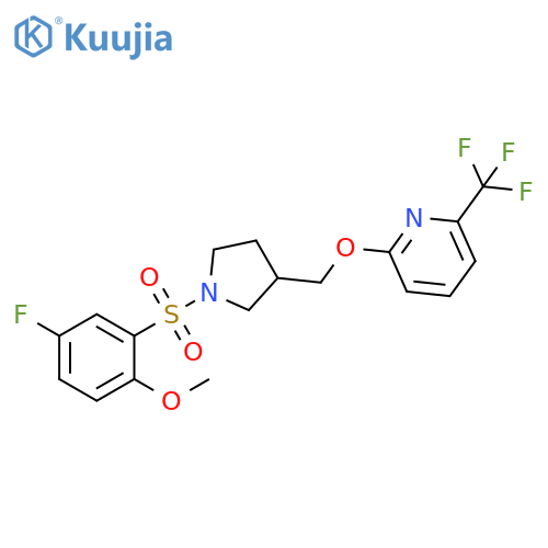 2-{[1-(5-fluoro-2-methoxybenzenesulfonyl)pyrrolidin-3-yl]methoxy}-6-(trifluoromethyl)pyridine structure