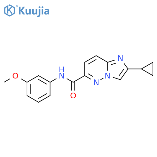 2-cyclopropyl-N-(3-methoxyphenyl)imidazo[1,2-b]pyridazine-6-carboxamide structure