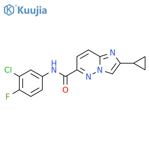 N-(3-chloro-4-fluorophenyl)-2-cyclopropylimidazo[1,2-b]pyridazine-6-carboxamide structure