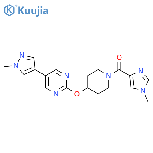 2-{[1-(1-methyl-1H-imidazole-4-carbonyl)piperidin-4-yl]oxy}-5-(1-methyl-1H-pyrazol-4-yl)pyrimidine structure