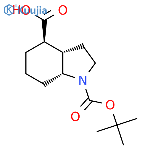 rac-(3aR,4S,7aS)-1-(tert-butoxy)carbonyl-octahydro-1H-indole-4-carboxylic acid structure