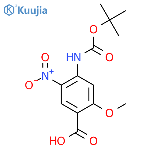 4-{(tert-butoxy)carbonylamino}-2-methoxy-5-nitrobenzoic acid structure