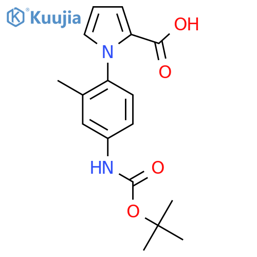 1-(4-{(tert-butoxy)carbonylamino}-2-methylphenyl)-1H-pyrrole-2-carboxylic acid structure