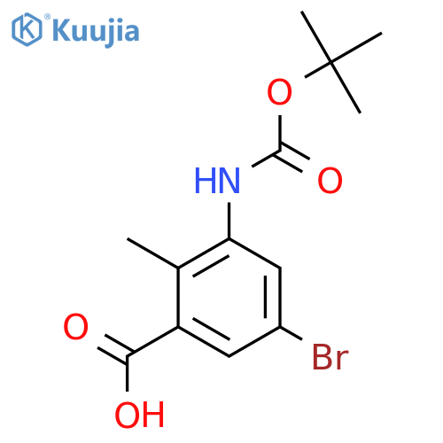 5-bromo-3-{(tert-butoxy)carbonylamino}-2-methylbenzoic acid structure