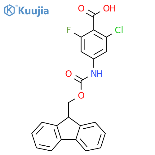 2-chloro-4-({[(9H-fluoren-9-yl)methoxy]carbonyl}amino)-6-fluorobenzoic acid structure