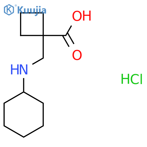 1-(cyclohexylamino)methylcyclobutane-1-carboxylic acid hydrochloride structure