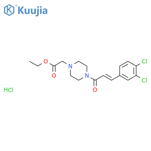 1-Piperazineaceticacid, 4-[3-(3,4-dichlorophenyl)-1-oxo-2-propen-1-yl]-, ethyl ester,hydrochloride (1:1) structure