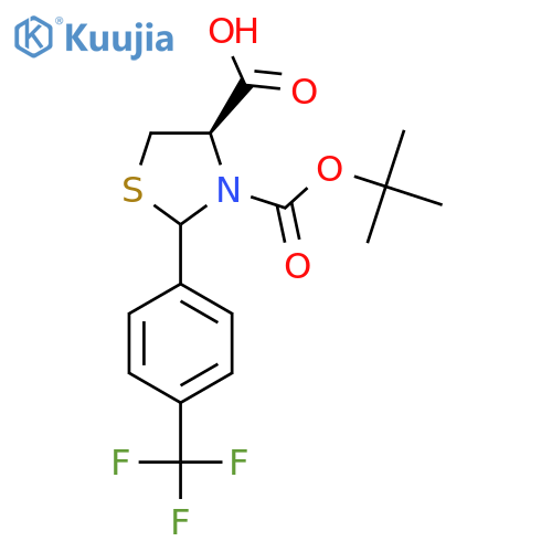(4R)-3-(tert-butoxy)carbonyl-2-4-(trifluoromethyl)phenyl-1,3-thiazolidine-4-carboxylic acid structure