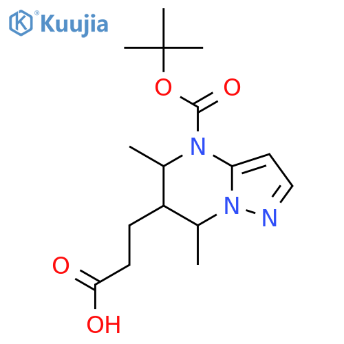 3-{4-(tert-butoxy)carbonyl-5,7-dimethyl-4H,5H,6H,7H-pyrazolo1,5-apyrimidin-6-yl}propanoic acid structure
