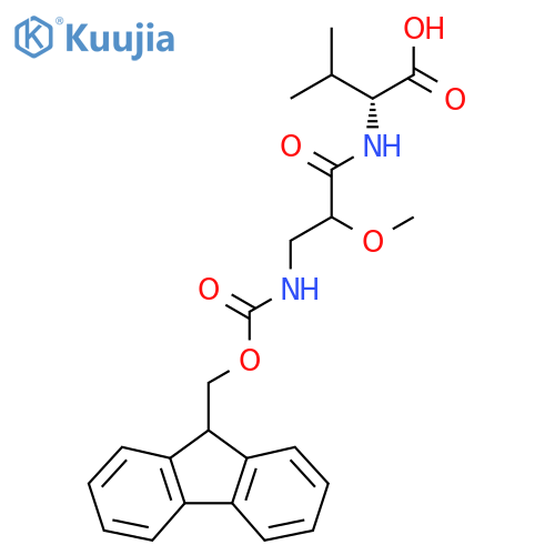 (2R)-2-3-({(9H-fluoren-9-yl)methoxycarbonyl}amino)-2-methoxypropanamido-3-methylbutanoic acid structure