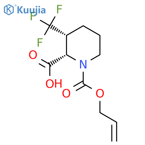 rac-(2R,3S)-1-[(prop-2-en-1-yloxy)carbonyl]-3-(trifluoromethyl)piperidine-2-carboxylic acid structure