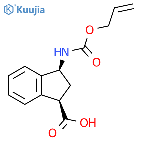 rac-(1R,3S)-3-{(prop-2-en-1-yloxy)carbonylamino}-2,3-dihydro-1H-indene-1-carboxylic acid structure