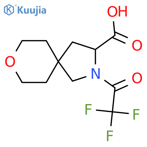 2-(2,2,2-Trifluoroacetyl)-8-oxa-2-azaspiro[4.5]decane-3-carboxylic acid structure